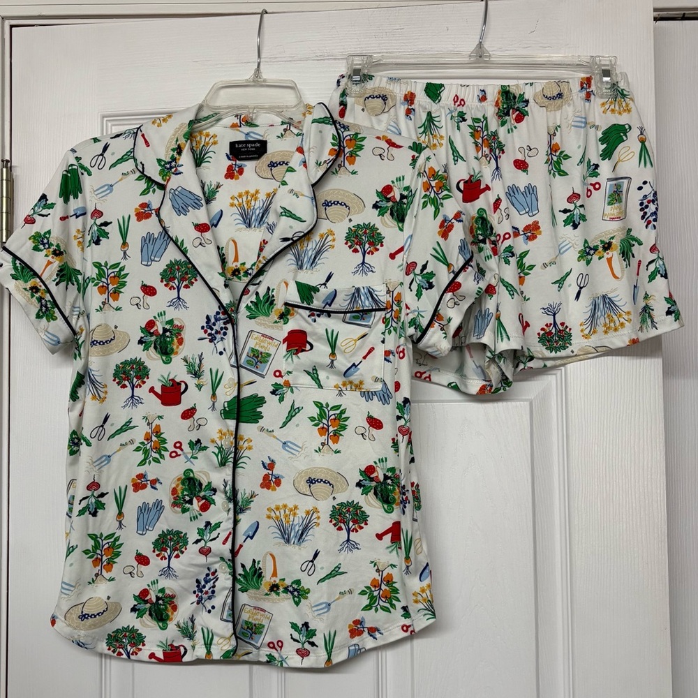 Kate Spade Floral Garden 2 Piece Very Soft Colorful Pajama Set Shorts Top Sz S